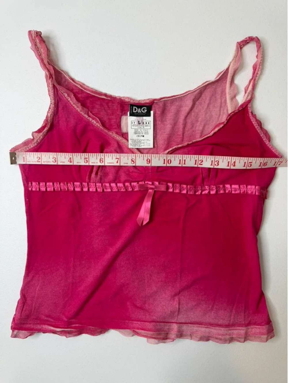 D&G Dolce & Gabbana Y2K Fairy Coquette Pink Ombré Lace Cami Top Size L - Picture 6 of 7